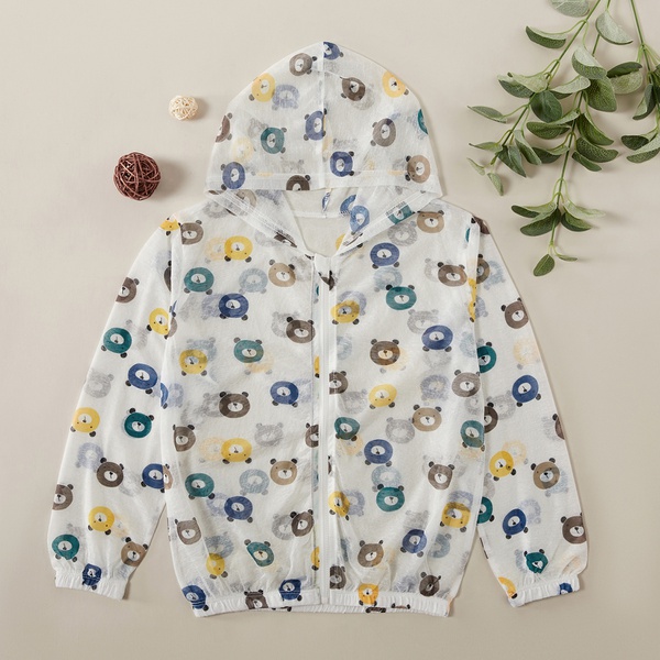 Trendy Bear Allover Print Hooded Coat