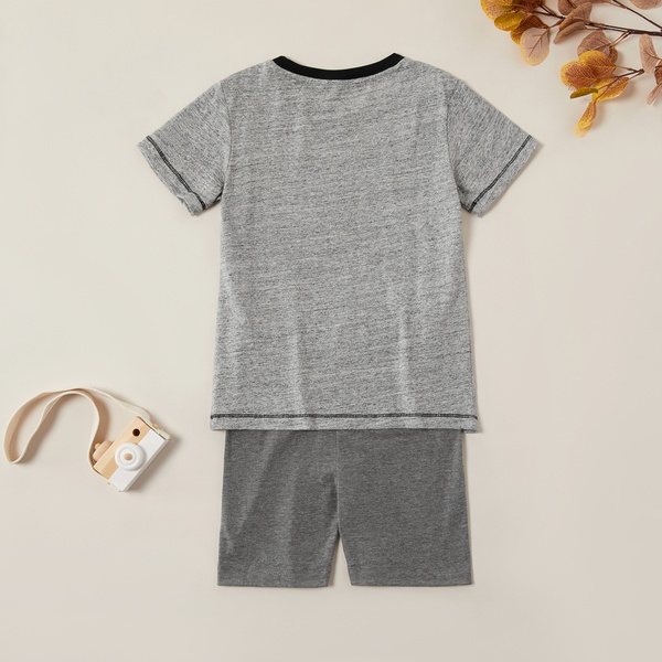 Trendy Cartoon Animal Tiger Top and Solid Shorts