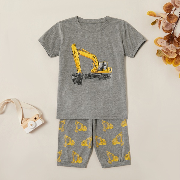Trendy Digger Print Tee and Allover Shorts Set