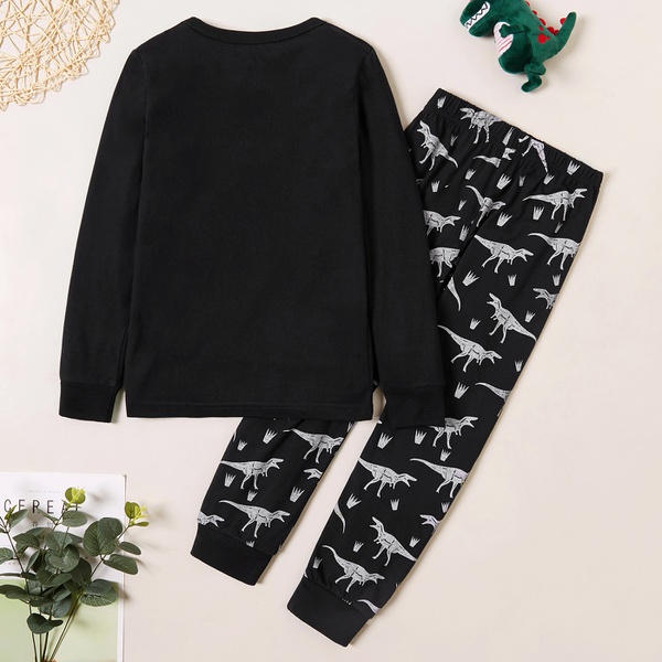 Stylish Dinosaur Print Tee and Allover Pants Set