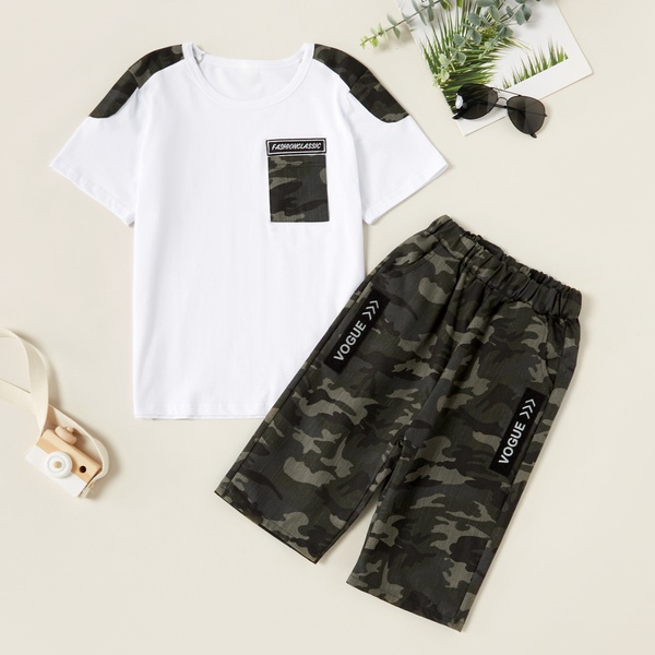 Trendy Camouflage Tee and Shorts Sets