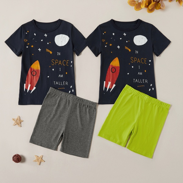 Casual Rocket Top and Solid Shorts Sets