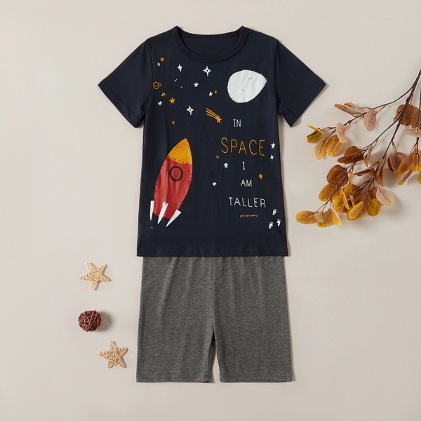 Casual Rocket Top and Solid Shorts Sets