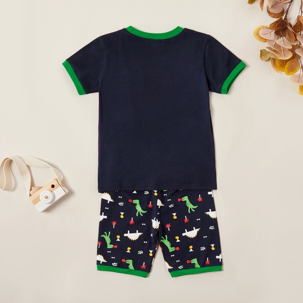Trendy Dinosaur Print Tee and Allover Shorts Set