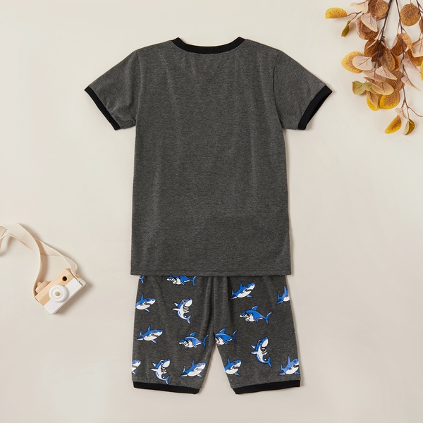 Trendy Shark Print Tee and Allover Shorts Set