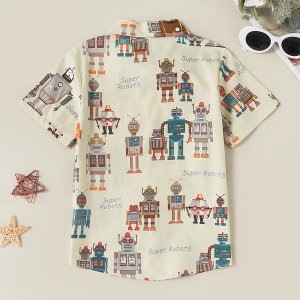 Stylish Robot Allover Print Polo Shirt