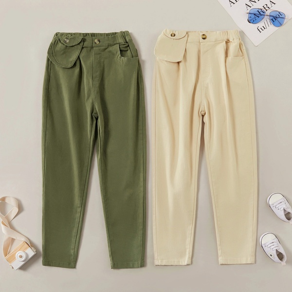Stylish Pocket Decor Casual Straight Cut Pants