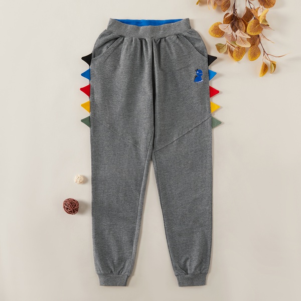 Stylish 3D Dinosaur Embroidered Pants