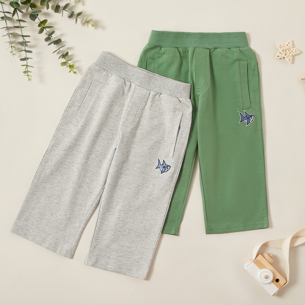Trendy Cartoon Shark Embroidered Pants