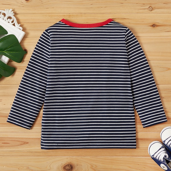 Fashionable Striped Cartoon Shark Print Long-sleeve Tee
