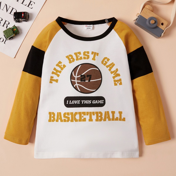Fashionable Basketball Soccer Letter Print Long-sleeve Tees