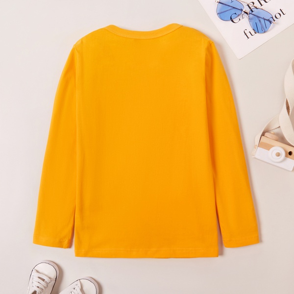 Trendy Cartoon Crocodile Print Long-sleeve Tee