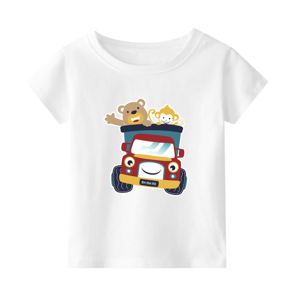 Stylish Animal Truck Print Short-sleeve Tee