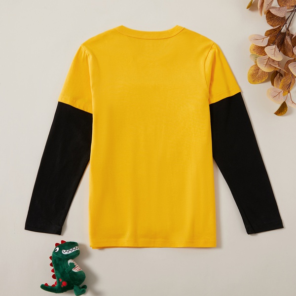 Pure Cotton Print Dinosaur Round Neck Long-sleeve Top