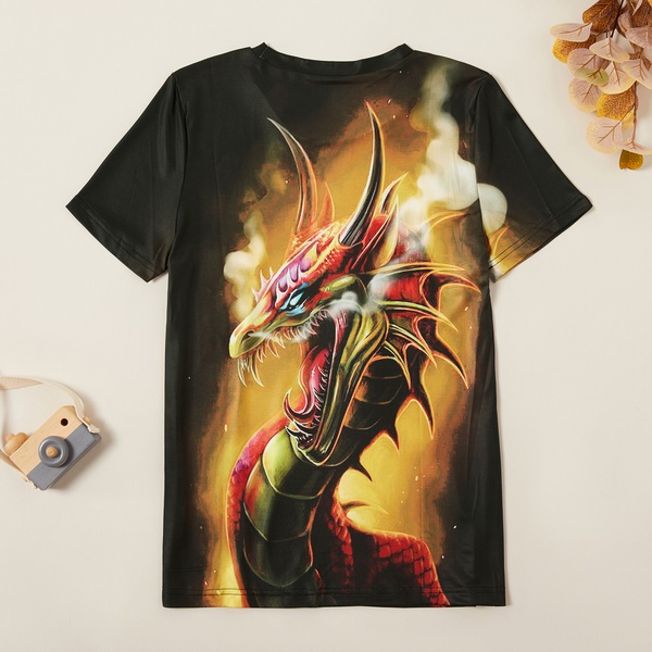 Stylish Devil Dragon Print Tee
