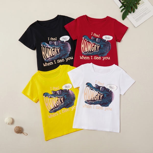 Fashionable Letter Print Crocodile Tee for Boys