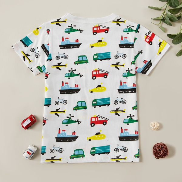 Fashionable Vehicle Allover Print Tee