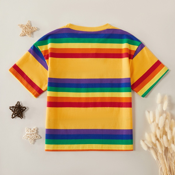 Trendy Striped Rainbow Tee