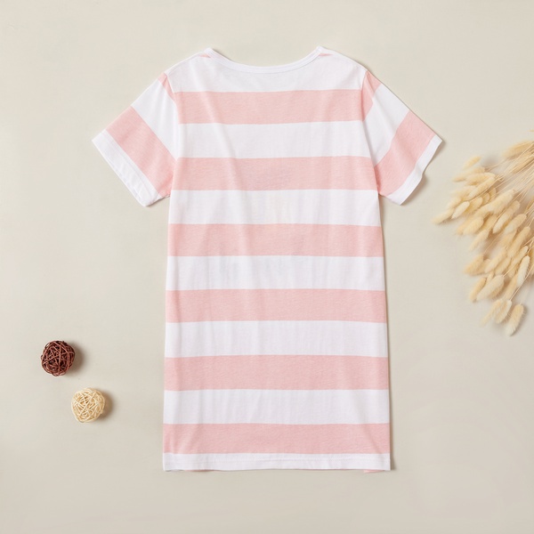 Sweet Striped Cartoon Animal Bee and Letter Print Dress