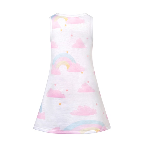 Fashionable Unicorn Rainbow Print Sleeveless Dress