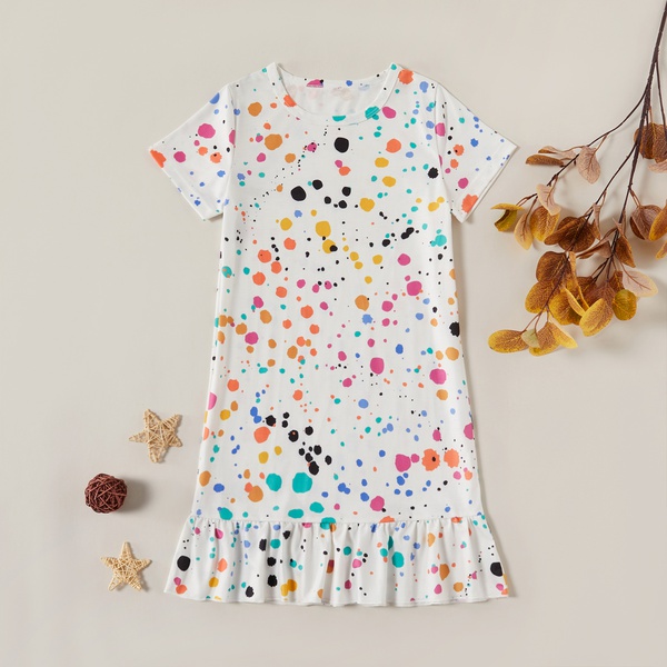 Trendy Colorful Polka Dots Short-sleeve Dress