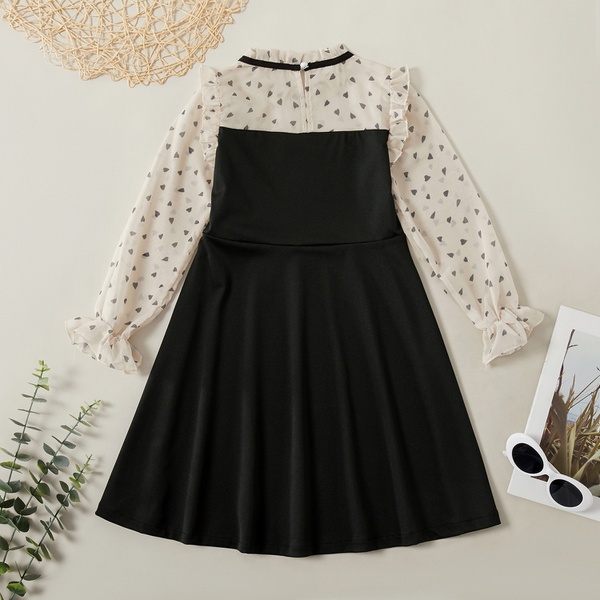 Bautiful Love Allover Print Ruffled Long-sleeve Mesh Dress