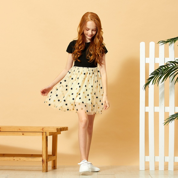 Pretty Star Applique Short-sleeve Dress