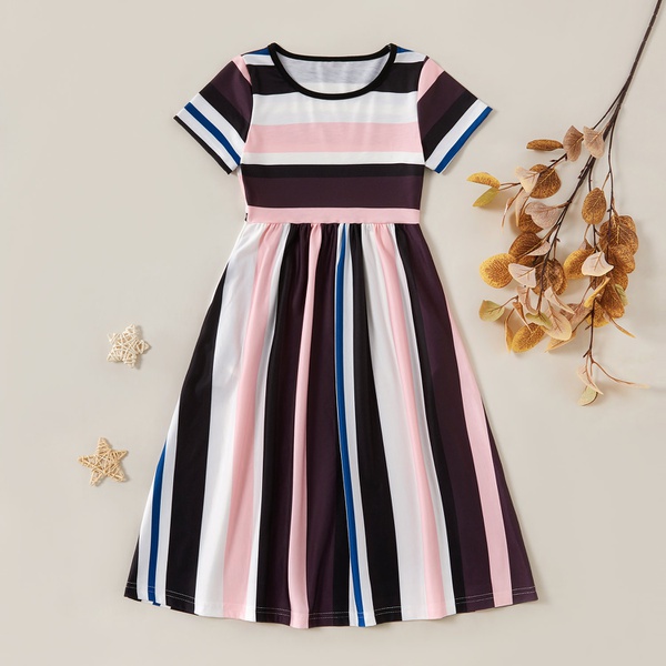 Stylish Striped Splice Short-sleeve Dress