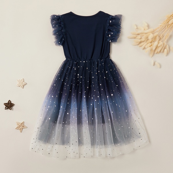 Sweet Gradient Color Mesh Dress