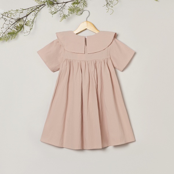 Sweet Solid Doll Collar Short-sleeve Dress