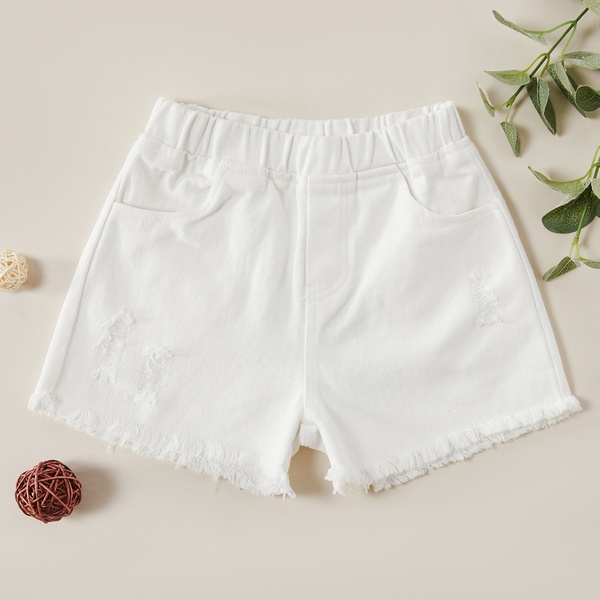 Fashionable Solid Denim Tasseled Shorts