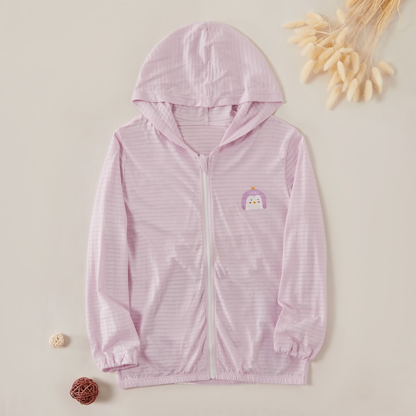 Beautiful Penguin Print Striped Hoodie Coat