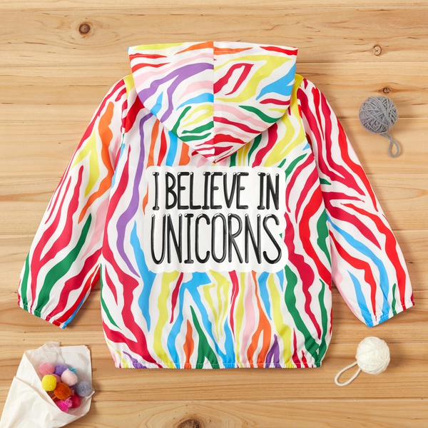 Trendy Multicolor Striped Letter Print Hooded Coat