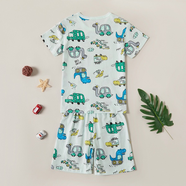 Stylish Cartoon Animal Dino Top and Shorts Set