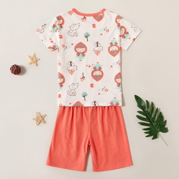 Stylish Cartoon Girl Top and Shorts Set