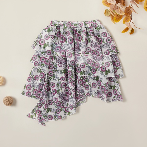 Trendy Floral Irregular Cake Skirts