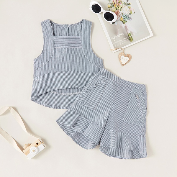 2-piece Fashionable Striped Tank and Shorts Set