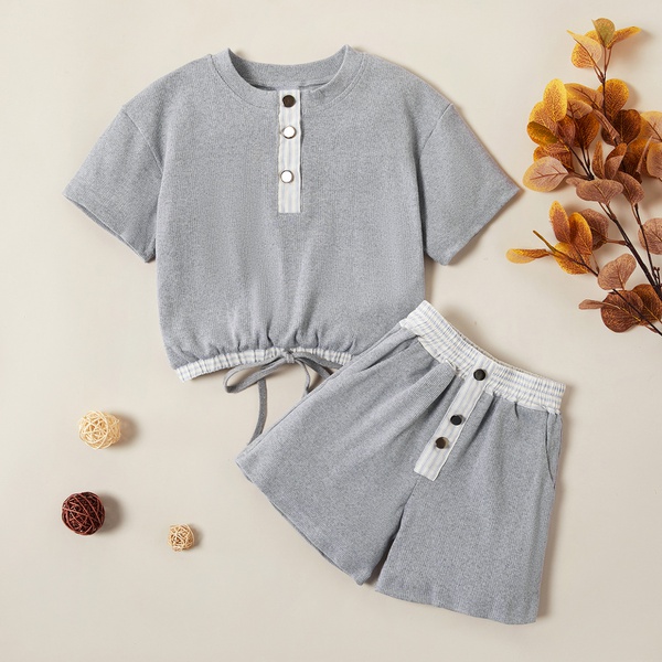 2-piece Sporty Solid Top and Shorts Set