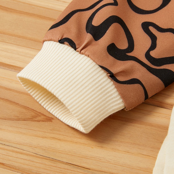 Fashionable Letter Leopard Print Hooded Sweatshirt