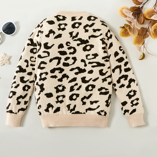 Stylish Leopard Print Button Sweater Cardigan