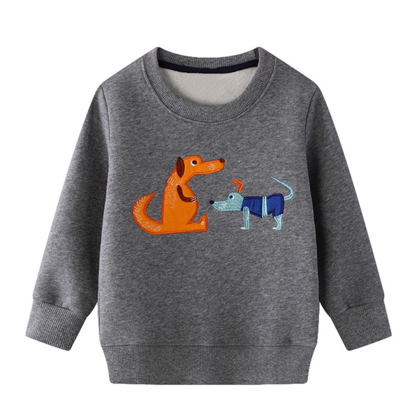 Fashionable Dogs Embroidered Sweatshirt