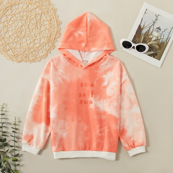 Fashionable Tie-Dye Letter Print Hooded Sweatshirt