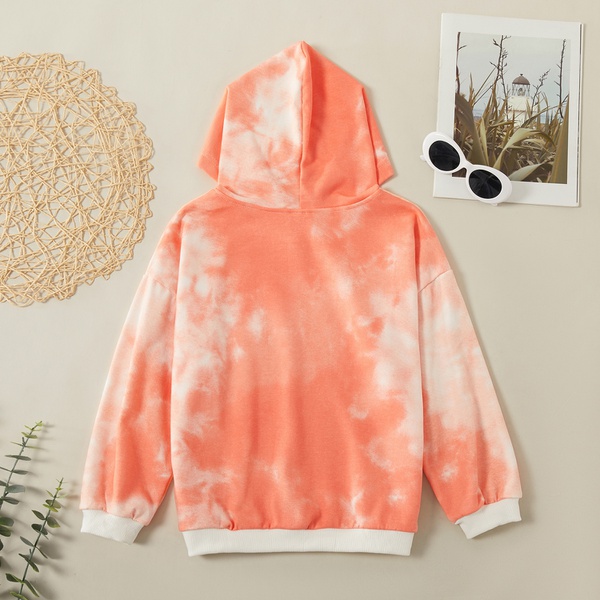 Fashionable Tie-Dye Letter Print Hooded Sweatshirt