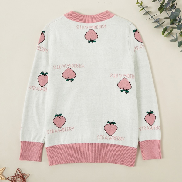 Beautiful Strawberry Print Allover Knitted Sweater