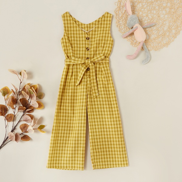 Fashionable Plaid Strappy Sleeveless Jumpsuit