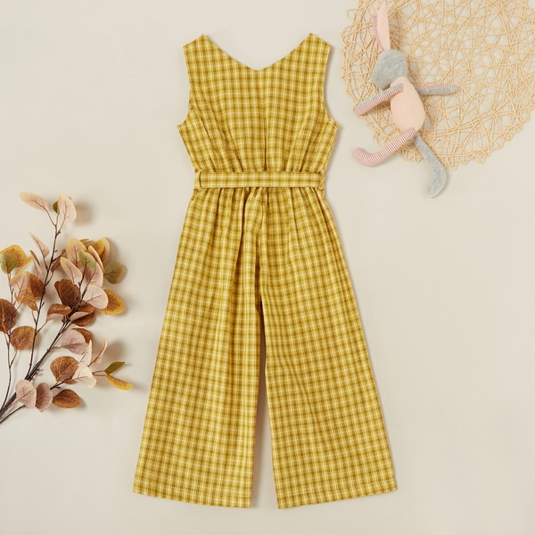 Fashionable Plaid Strappy Sleeveless Jumpsuit