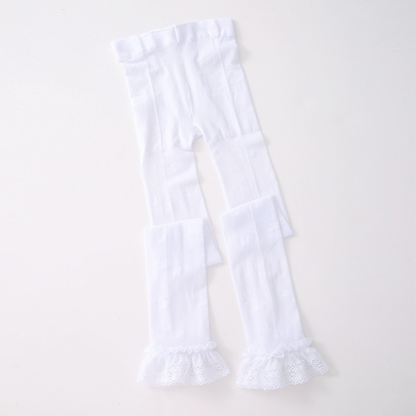 Sweet Ruffled Lace Flower Embroidered Leggings
