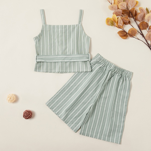 Fashionable Striped Tank and Shorts Set