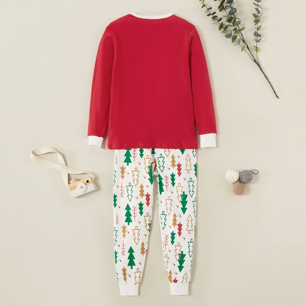 Beautiful Christmas Elk Tree Allover Print Long-sleeve Tee and Pants Set