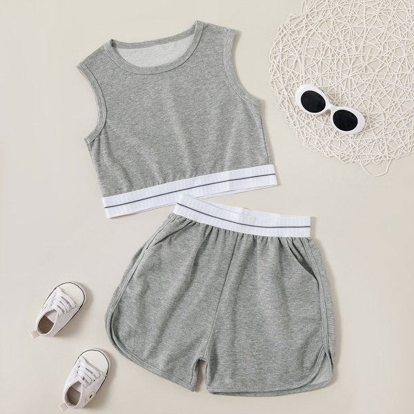 Fashionable Sport Solid Tank and Shorts Sets